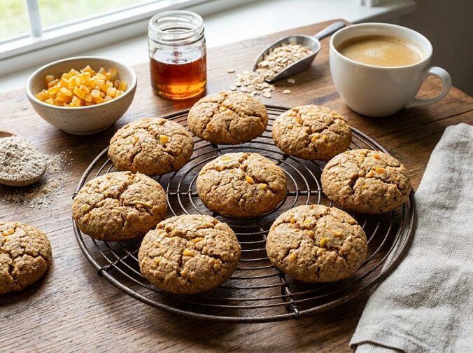 Celozrnné sušenky s kandovanou citrusovou kůrou
